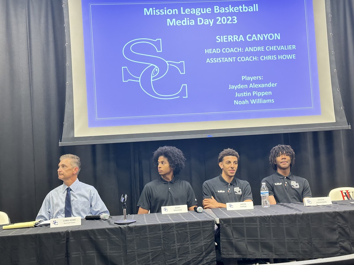 Sierra Canyon basketball team participating in Mission League media day.