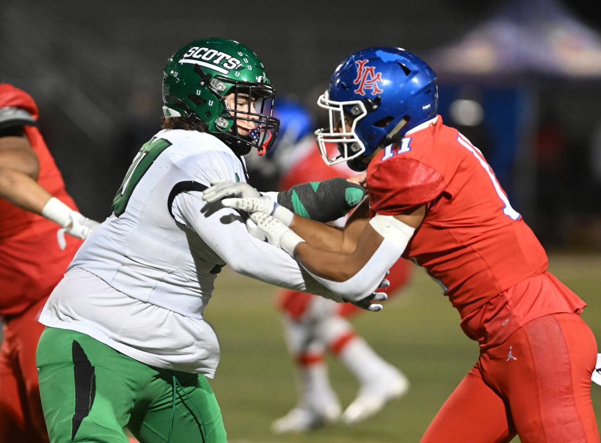 Los Alamitos (right) used a 42-7 run starting in the middle of the second quarter to win going away.