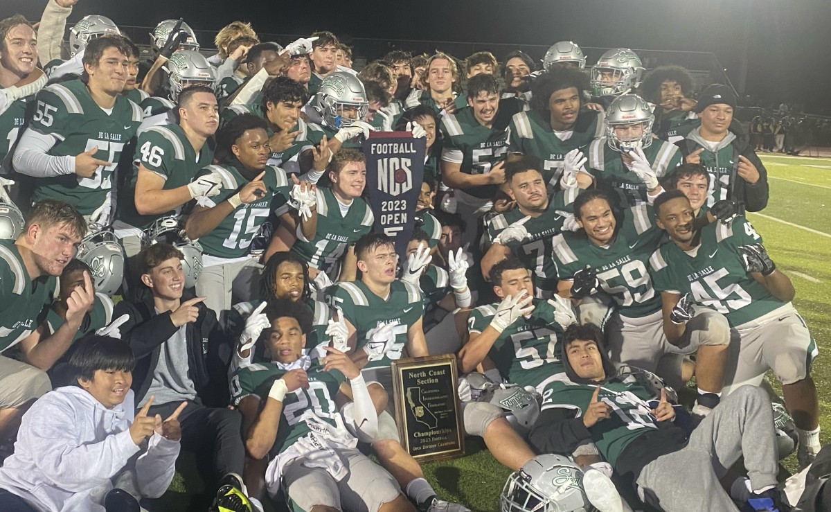De La Salle celebrates its 31st consecutive NCS title, this one after a 17-7 Open Division finals' win over San Ramon Valley at Dublin High School. 