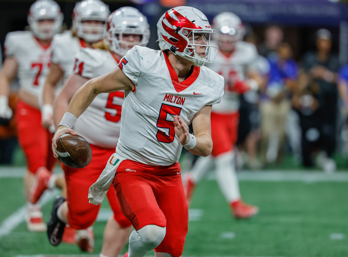 Milton quarterback Luke Nickle passed for 201-yards and a touchdown, in addition to rushing for a score to lead the Eagles' offense in the GHSA Class 7A championship game.
