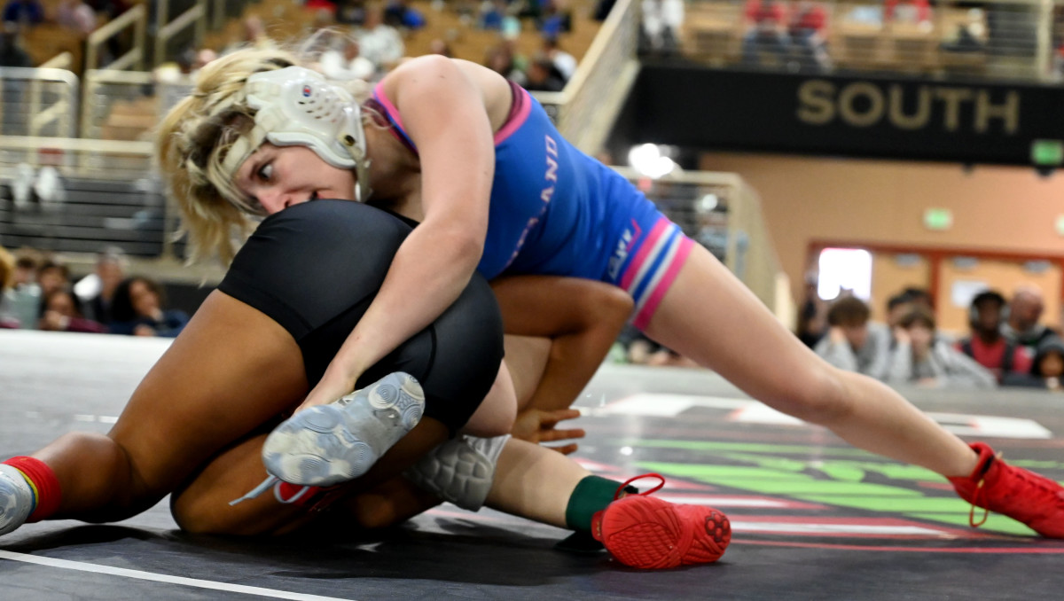 Mariah Mills from Matanzas wins the 110-pound division with a win against Senna Grassman from Cleveland (Tennessee) at the Knockout Christmas Classic at Silver Spurs Arena in Kissimmee on Thursday.