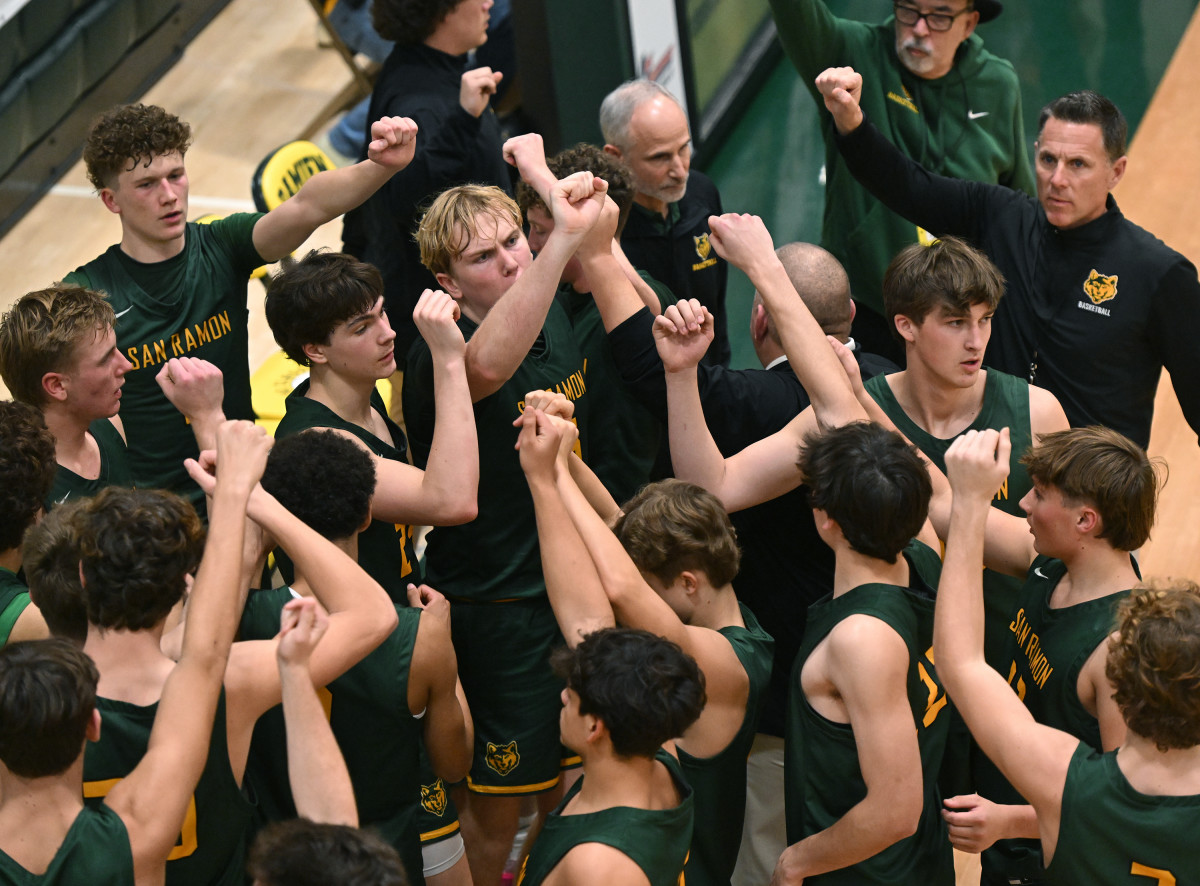 San Ramon Valley celebrating its Gold Division championship at the Damien Classic in December. 