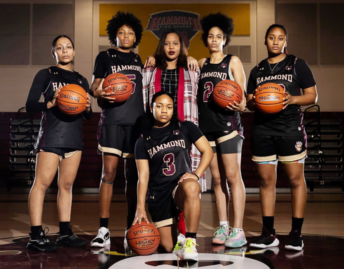 Hammond girls basketball coach Ayanna Jones (center) and her Bears have made a statement in Howard County and across the region with their 12-0 start this season.