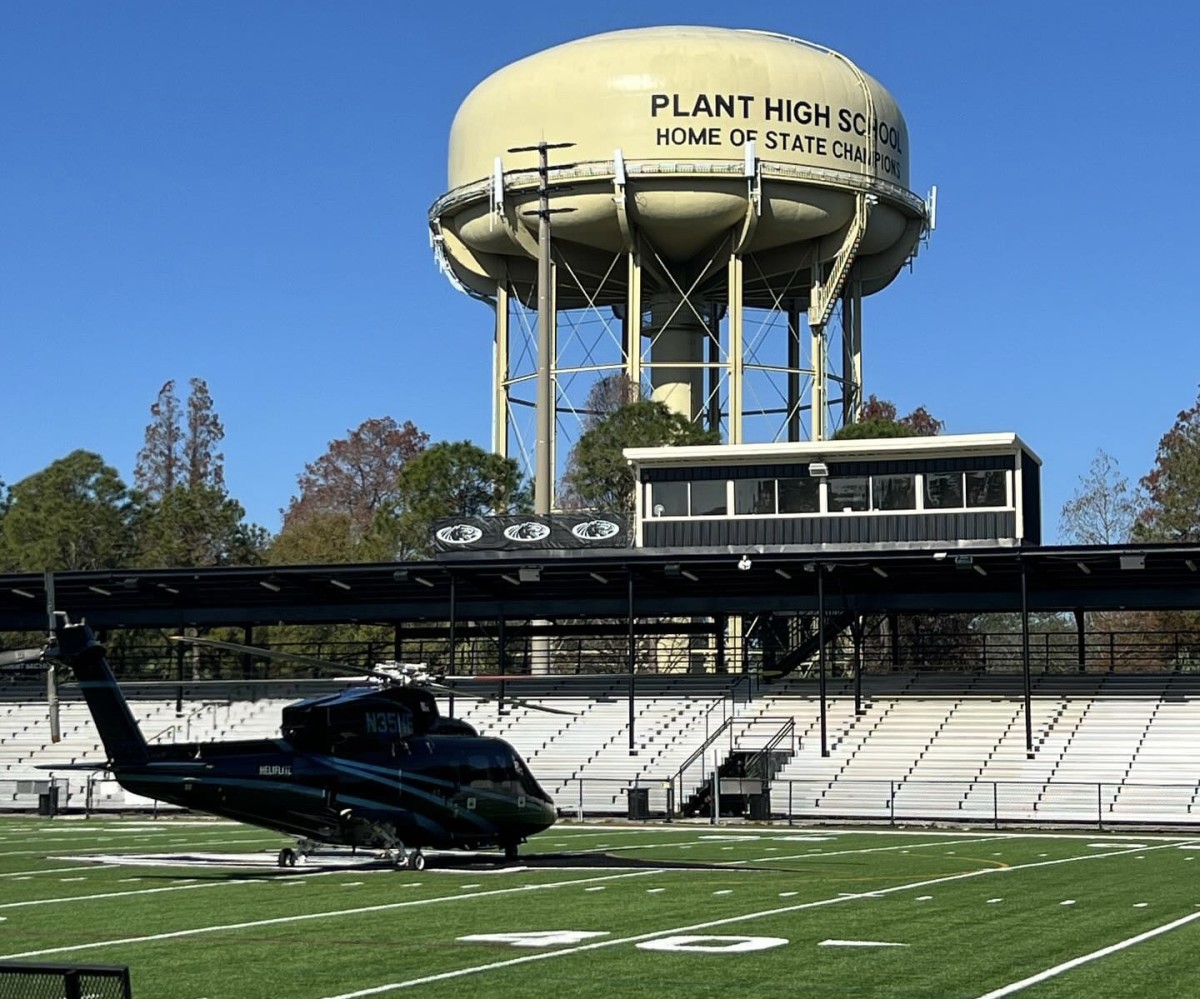 Georgia head coach Kirby Smart's helicopter on the field at Dads Stadium in Tampa (Photo provided by Plant Football)