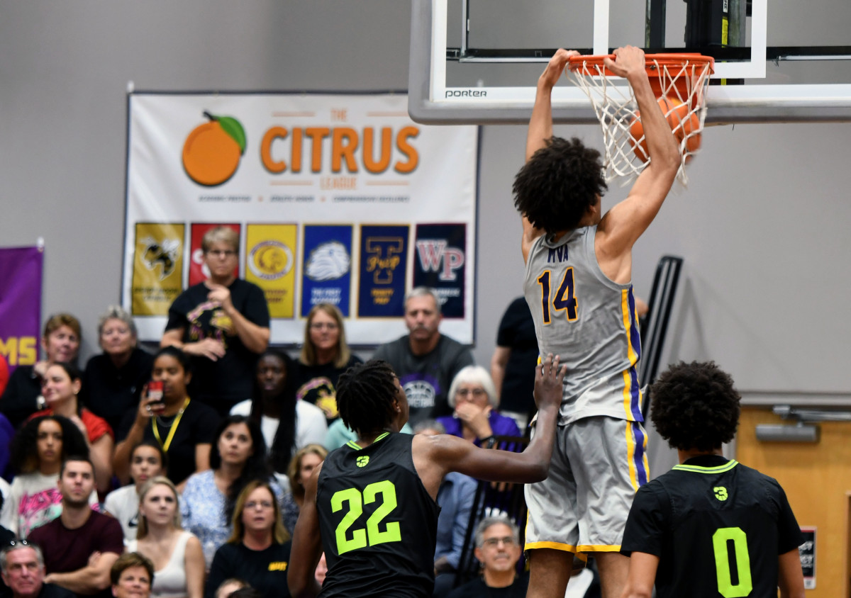 Montverde Academy senior Asa Newell slams home a dunk during the MAIT championship game Saturday against Prolific Prep.